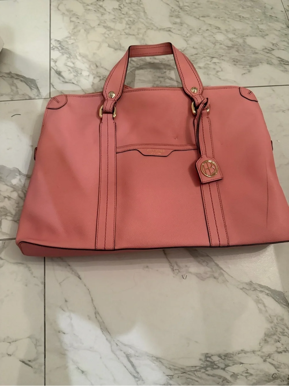Henri Bendel New York Large Blush Pink Saffiano Laptop Tote Bag